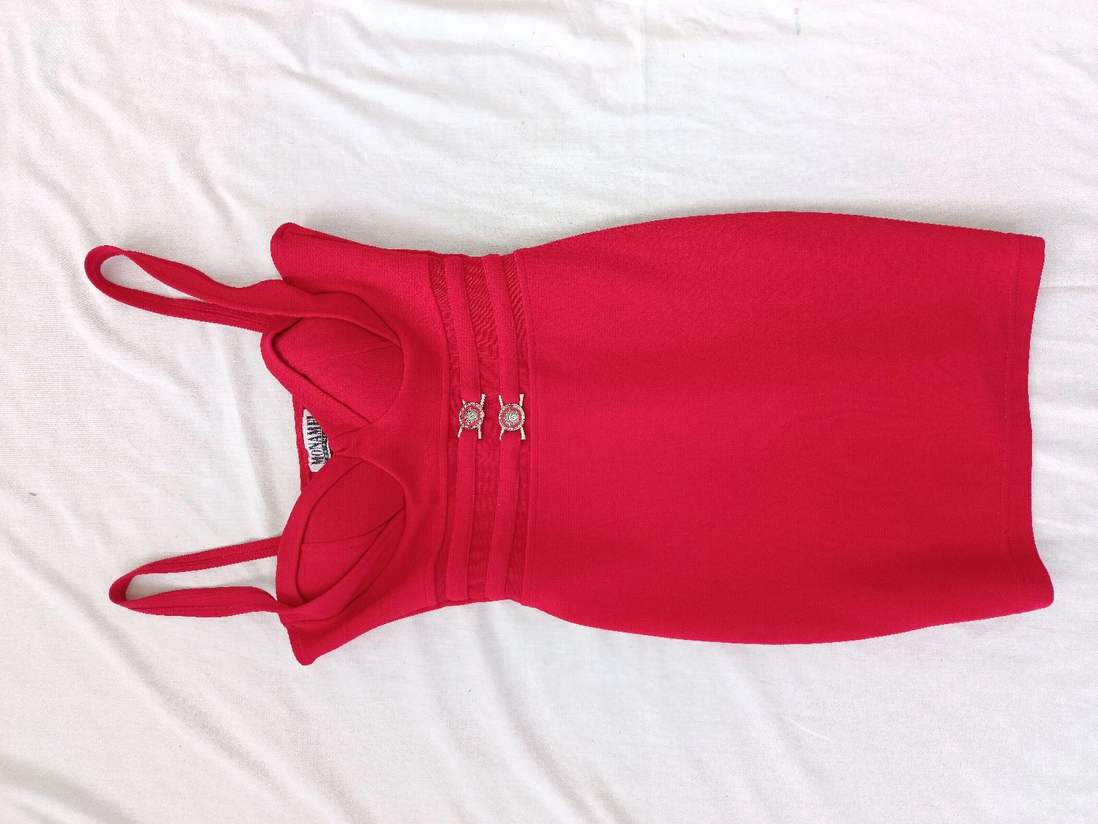 Mini vestido ajustado rojo vintage Monabel Los Angeles Talla 36 – photo 3